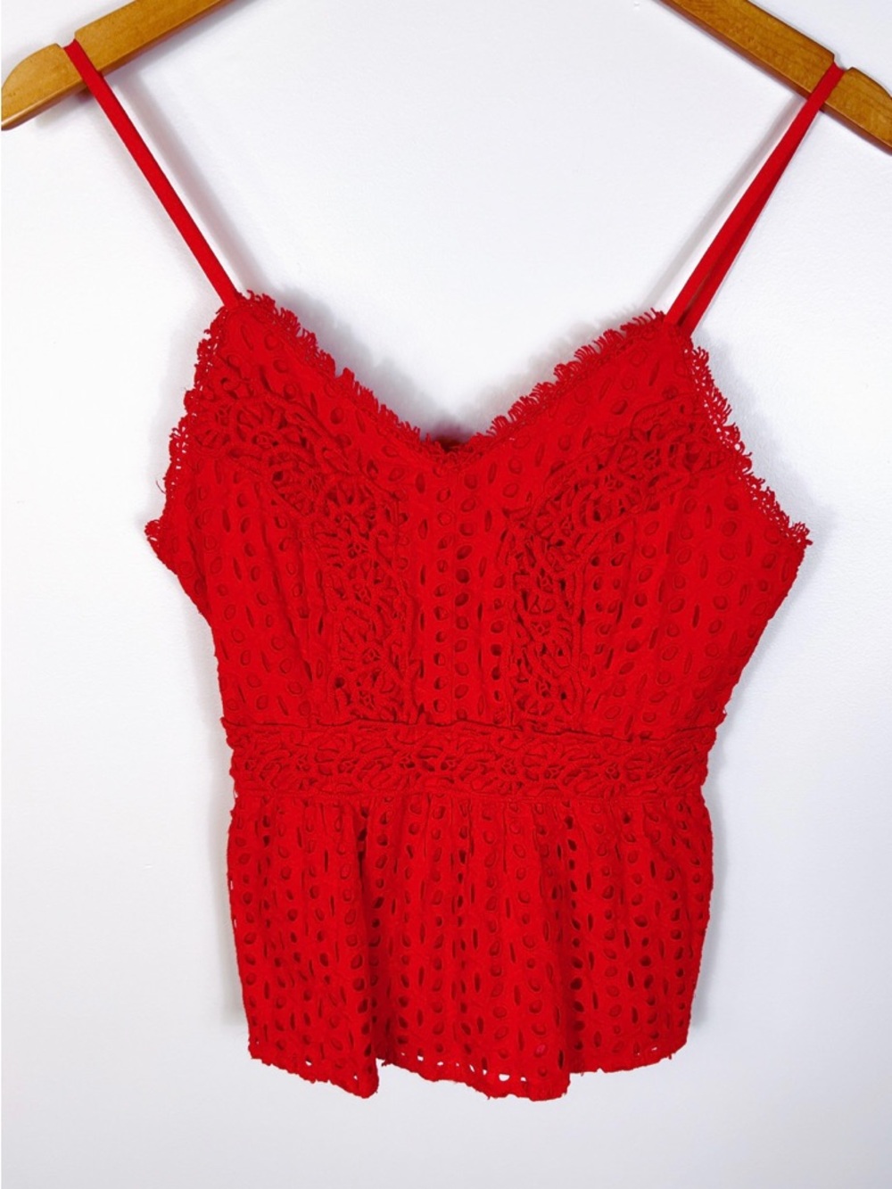 Japna Bright Red Smocked Cotton Tank